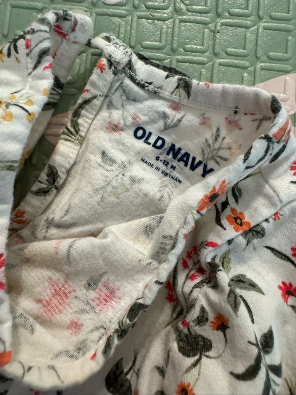Floral Baby Girl Romper - White with Pink & Green Print